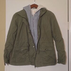 Olive Green Field Jacket with Hood